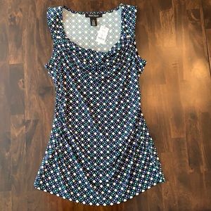 NWT White House Black Market Blue and Green Geometric Tank, new with tags